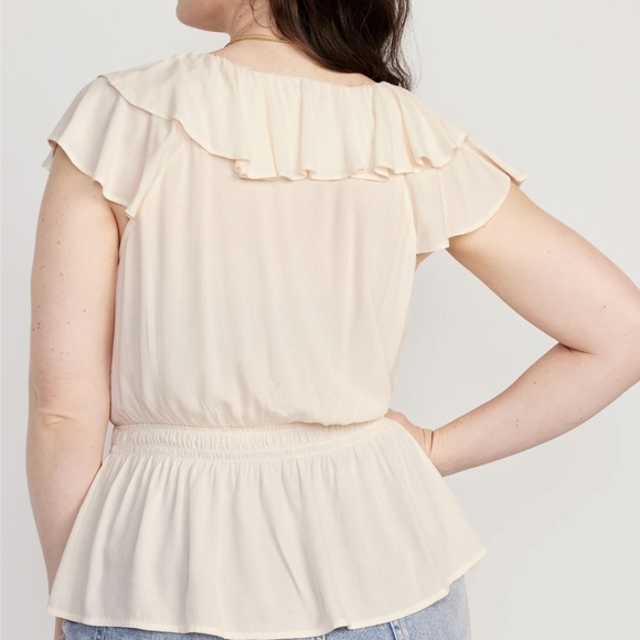 XXL - Old Navy | Waist-Defined Ruffle-Trim Top - Picture 2 of 5